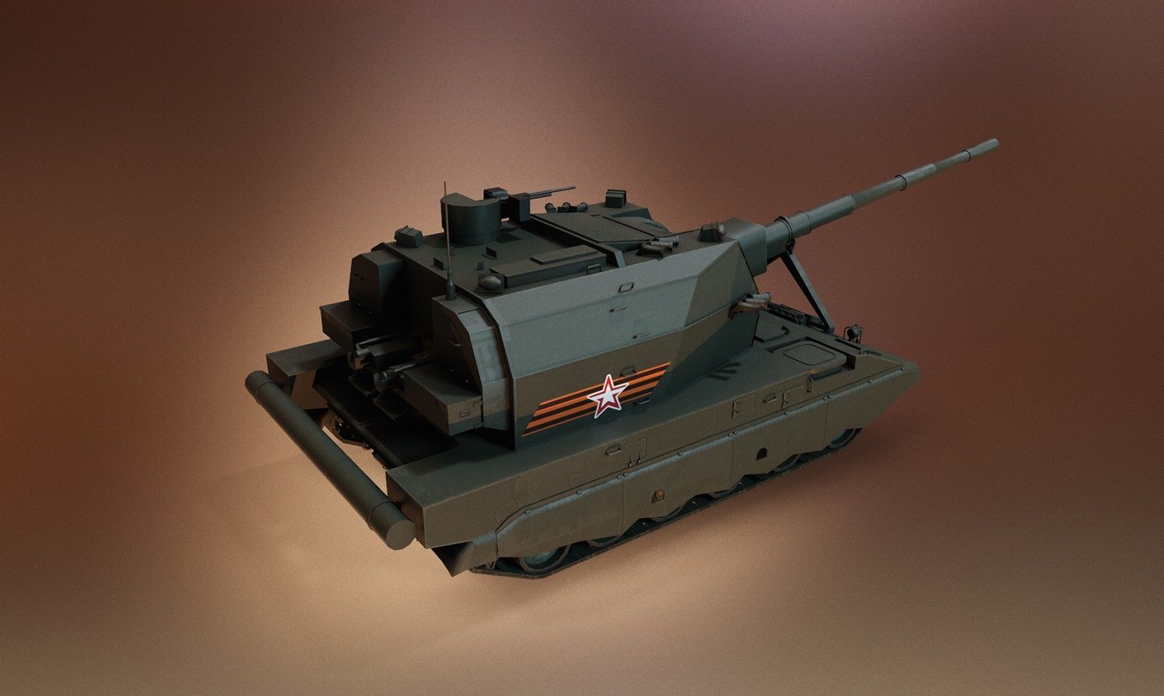 Russian Tank - 2S35 Koalitsiya-SV Low-poly 3D model_3