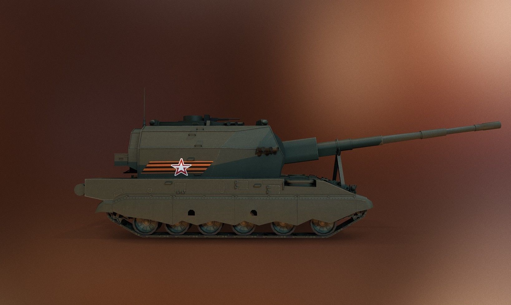 Russian Tank - 2S35 Koalitsiya-SV Low-poly 3D model_5