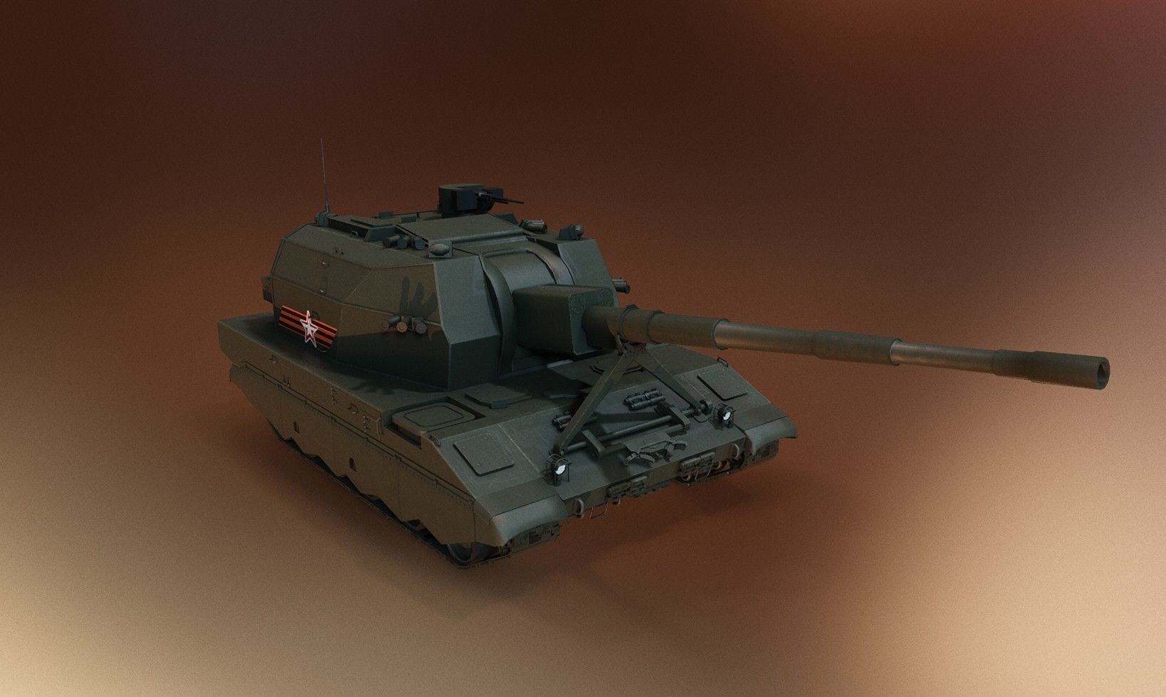 Russian Tank - 2S35 Koalitsiya-SV Low-poly 3D model_4