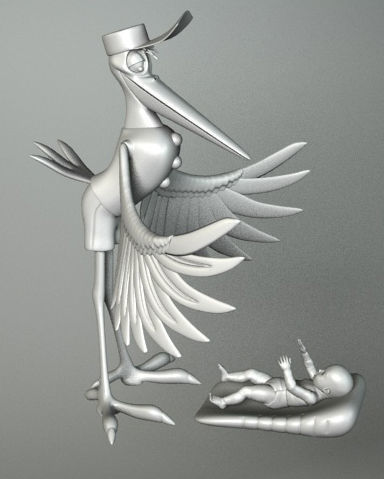 STORK 1 bird 3D model