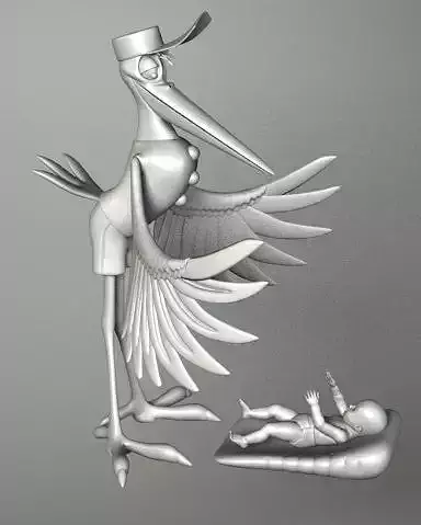 STORK 1 bird 3D model