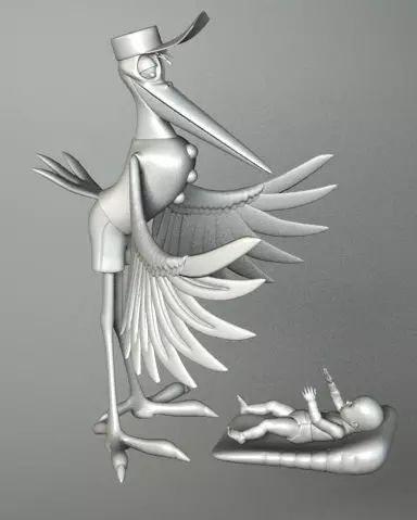 STORK 1 bird 3D model_0