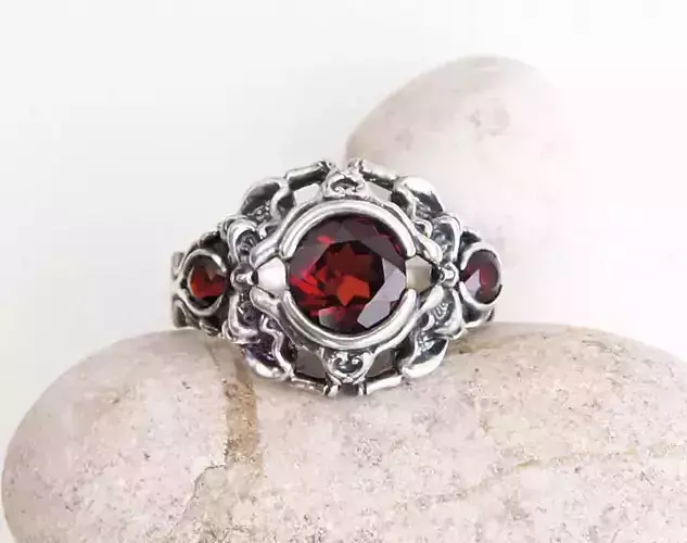 Ring with three stones printable jewelry model 3D print model