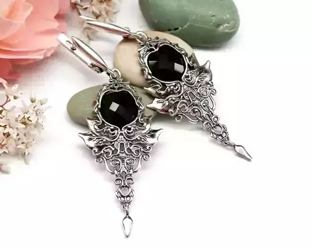 Fantasy earrings with stones printable jewelry model