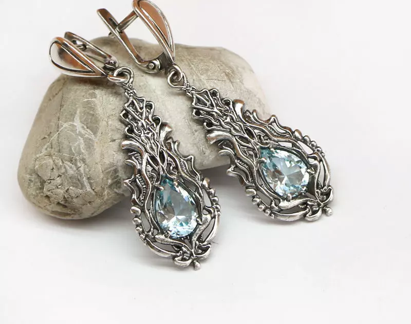 Dangle earrings with stones printable jewelry model 3D print model