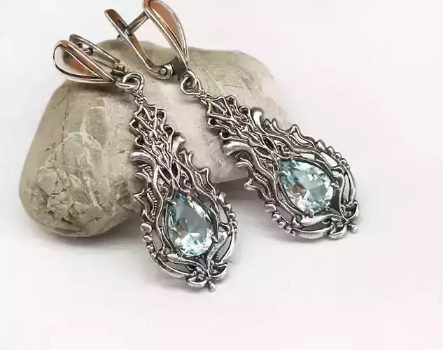 Dangle earrings with stones printable jewelry model 3D print model