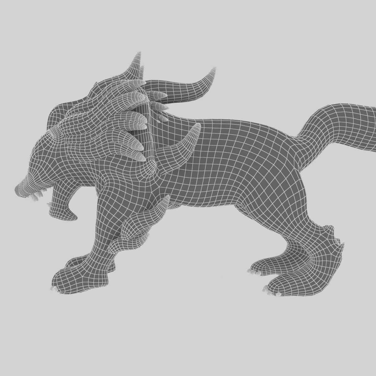 Fantasy Wolf  Low-poly 3D model_5