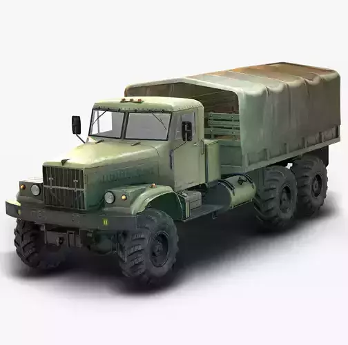 Low Poly Kraz 255 Flatbed Low-poly 3D model