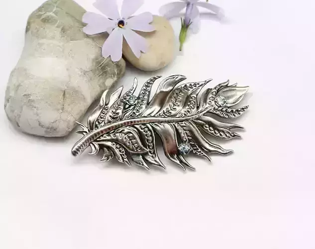 Feather brooch printable jewelry model