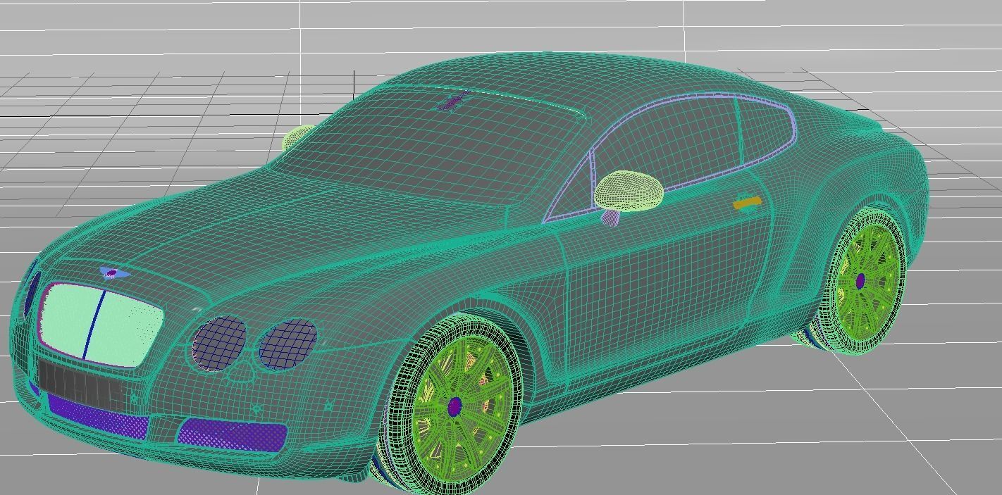 Bentley continental Low-poly 3D model_1