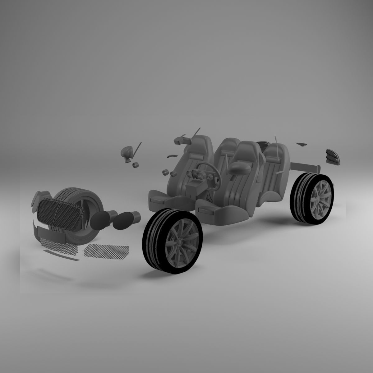 Bentley continental Low-poly 3D model_3