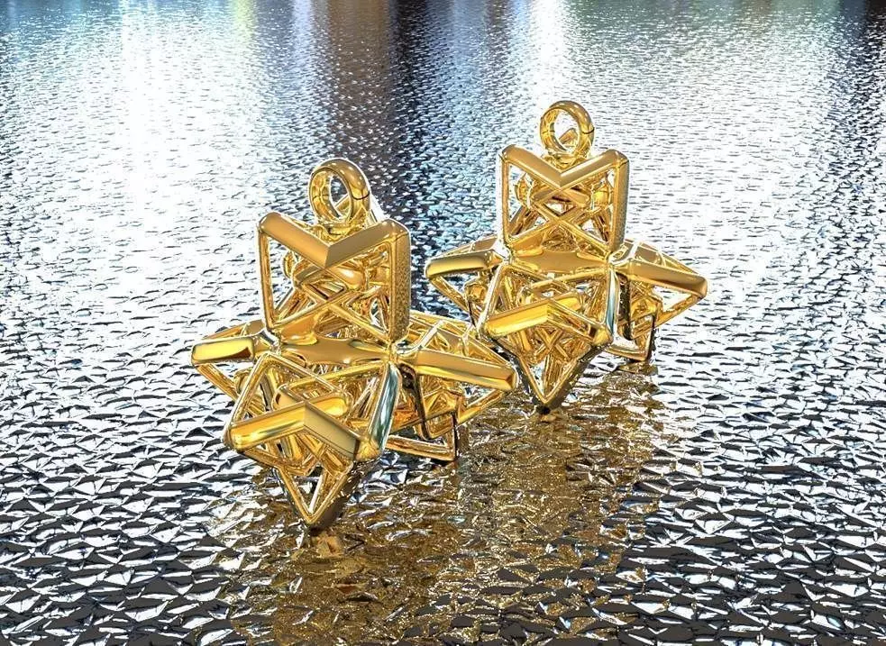 BRO WOVEN TETRAHEDRON 2 EARRING 3D print model