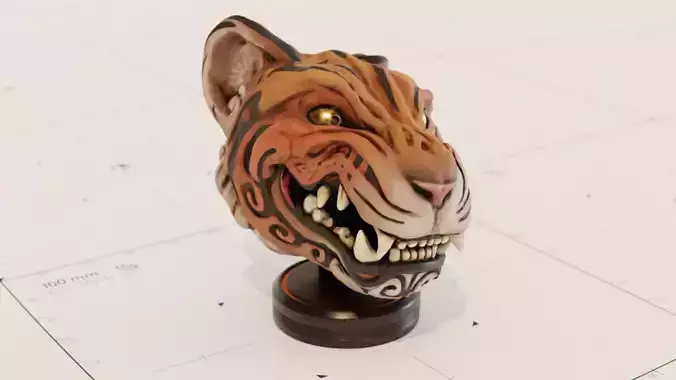 Oni Tiger Decorative Noh Mask 3D model