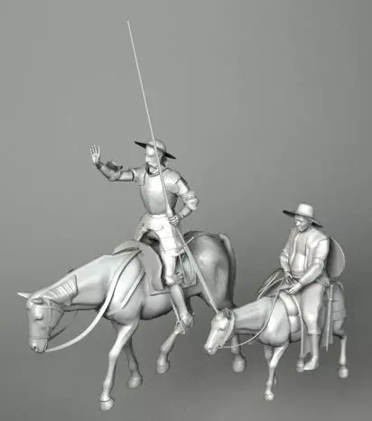 QUIJOTE two men riding horses 3D model_0
