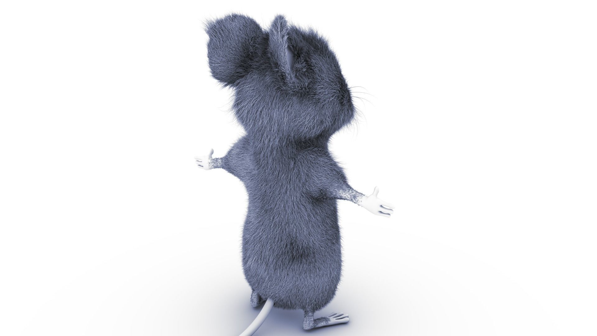 Mouse - Cartoon style - Grey fur Low-poly 3D model_10