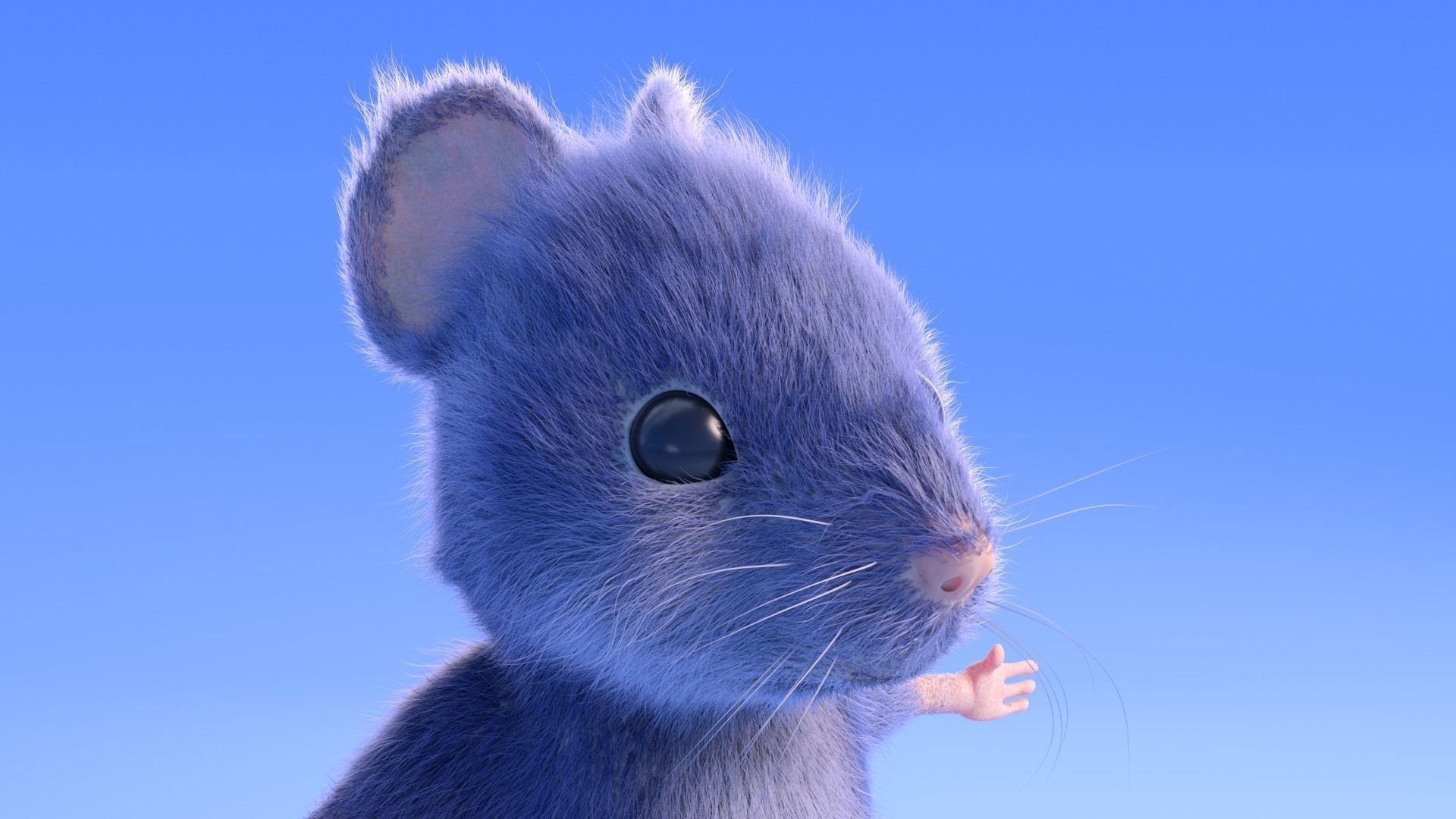 Mouse - Cartoon style - Grey fur Low-poly 3D model_7