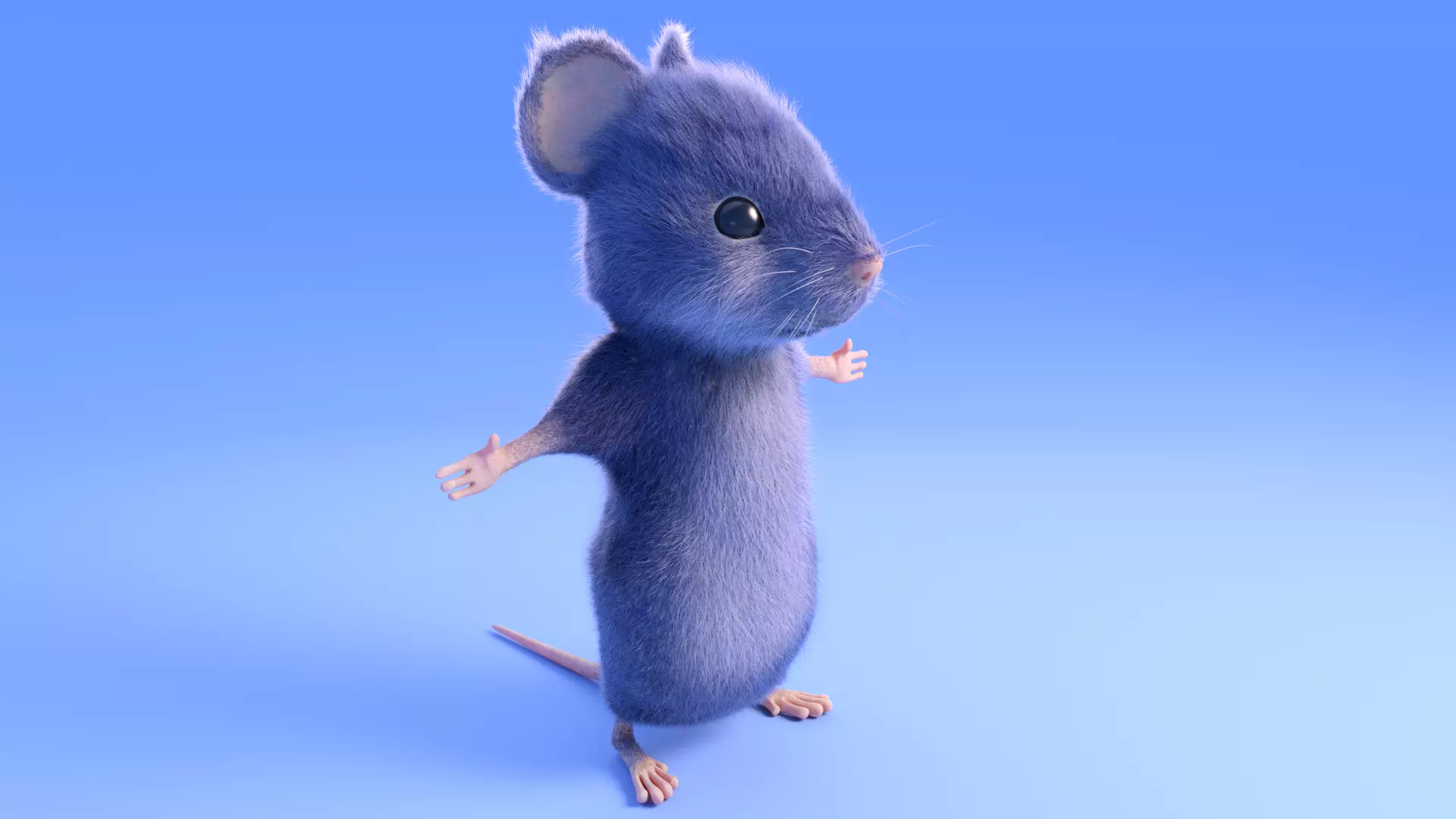 Mouse - Cartoon style - Grey fur Low-poly 3D model_0