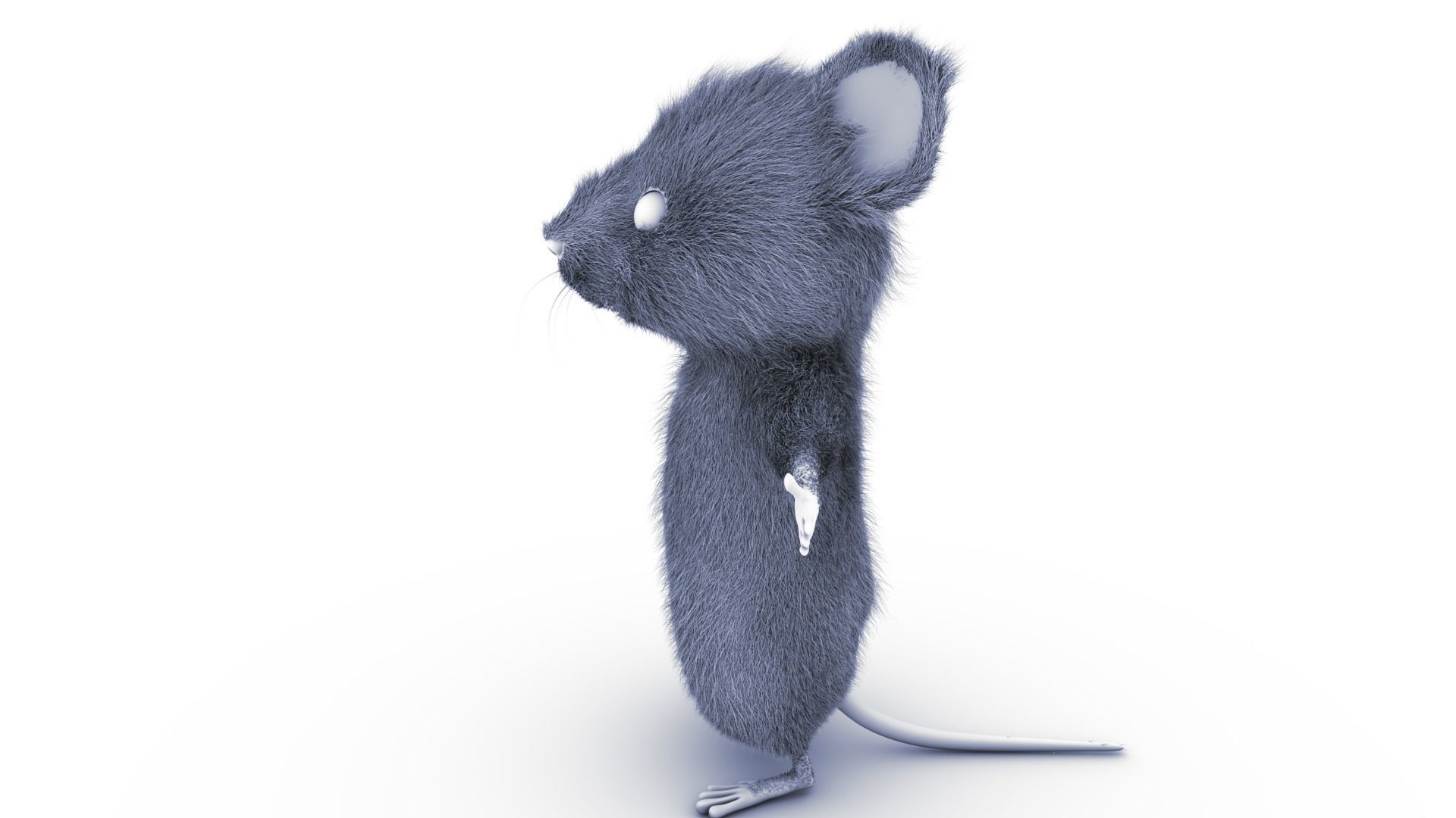 Mouse - Cartoon style - Grey fur Low-poly 3D model_11