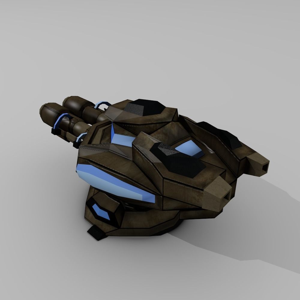 Sci-fi Low-poly Cannon Turret Low-poly 3D model_6