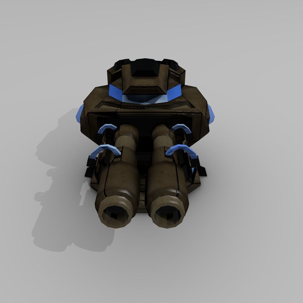 Sci-fi Low-poly Cannon Turret Low-poly 3D model_2