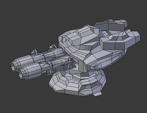 Sci-fi Low-poly Cannon Turret Low-poly 3D model_8