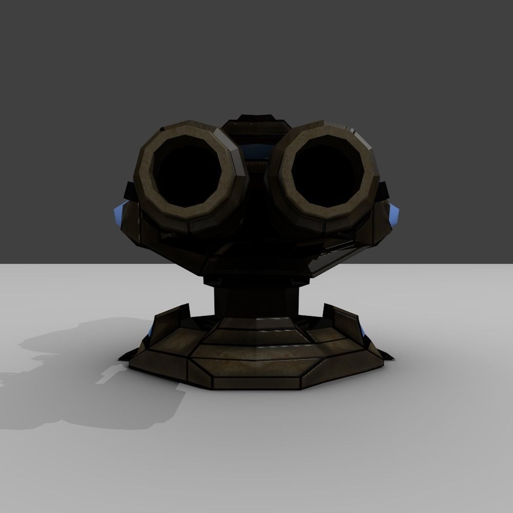 Sci-fi Low-poly Cannon Turret Low-poly 3D model_4