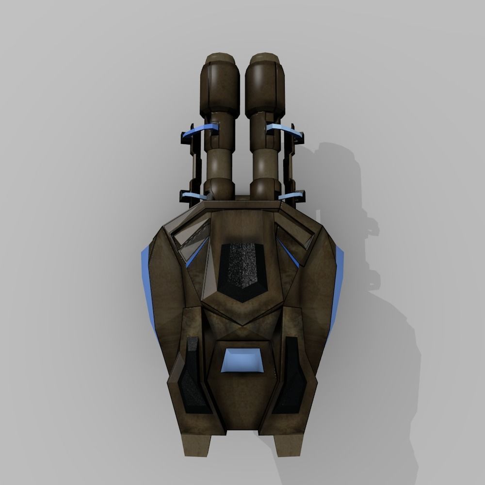 Sci-fi Low-poly Cannon Turret Low-poly 3D model_7