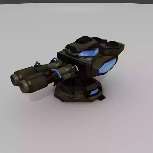 Sci-fi Low-poly Cannon Turret