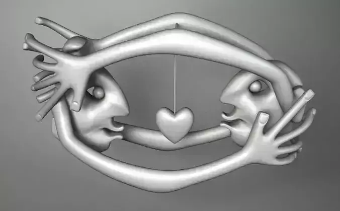THE LOVE two people holding hands in circle 3D model