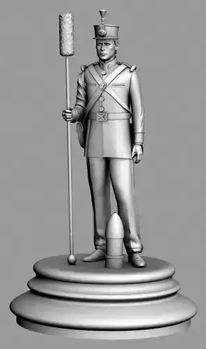 GUNNER statue of soldier holding cane 3D model