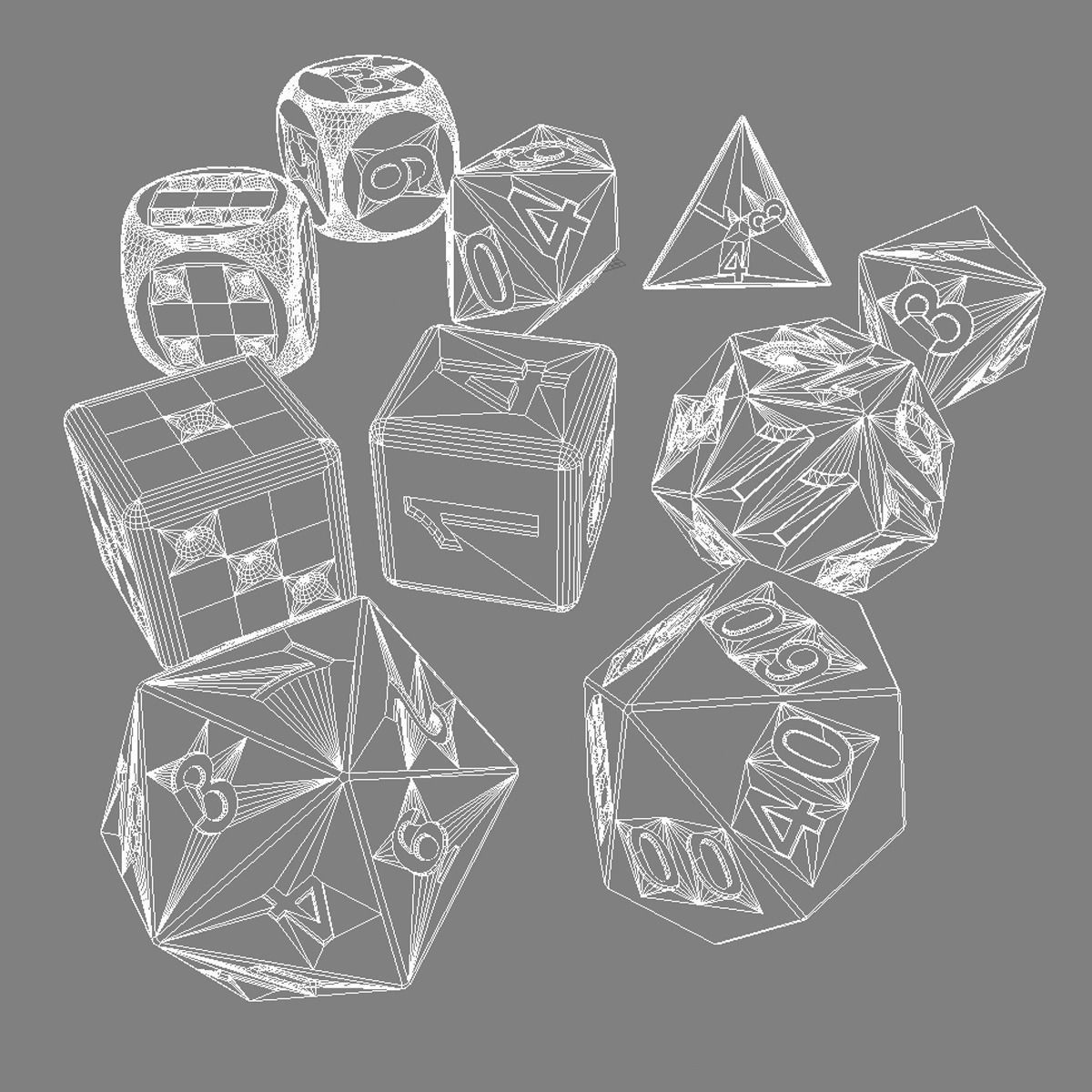 Role Playing Dice - Complete Set - 3D Print Ready 3D model_14