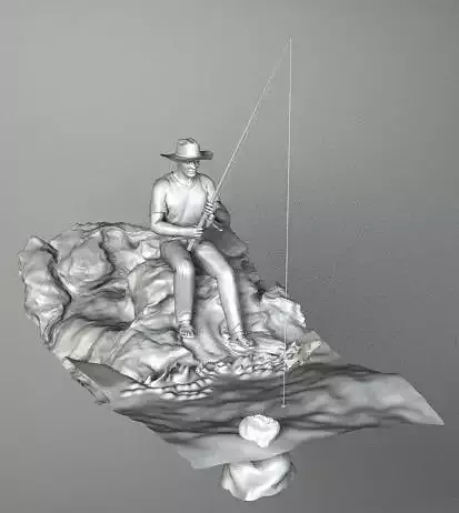 FISHERMAN man fishing on rock 3D model