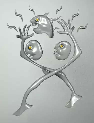 FAMILY metal sculpture with two fish