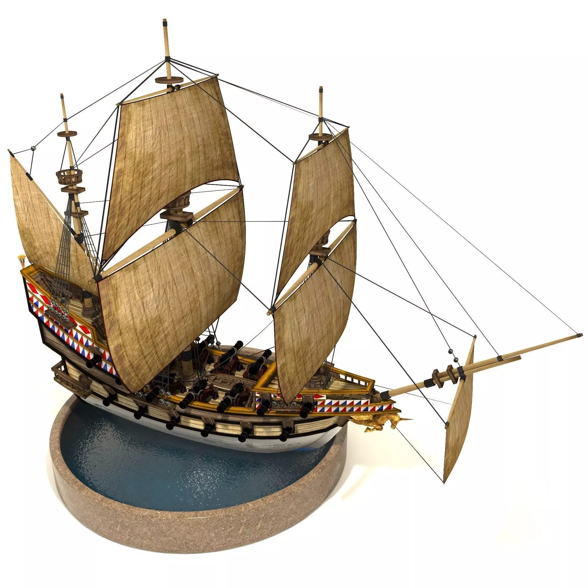 Pirate Galleon Low-poly 3D model