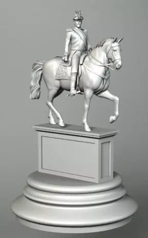 CHIVALRY statue of man on horse 3D model_0
