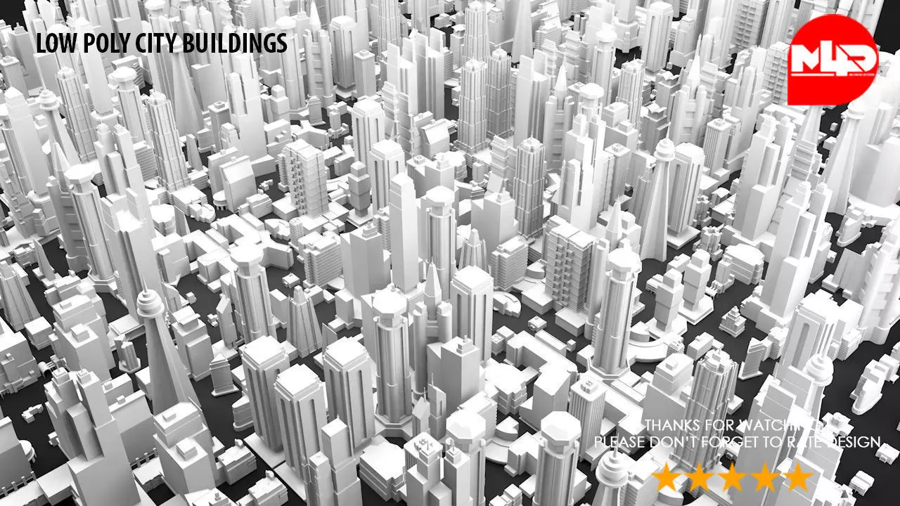 Low Poly City Buildings Low-poly 3D model_0