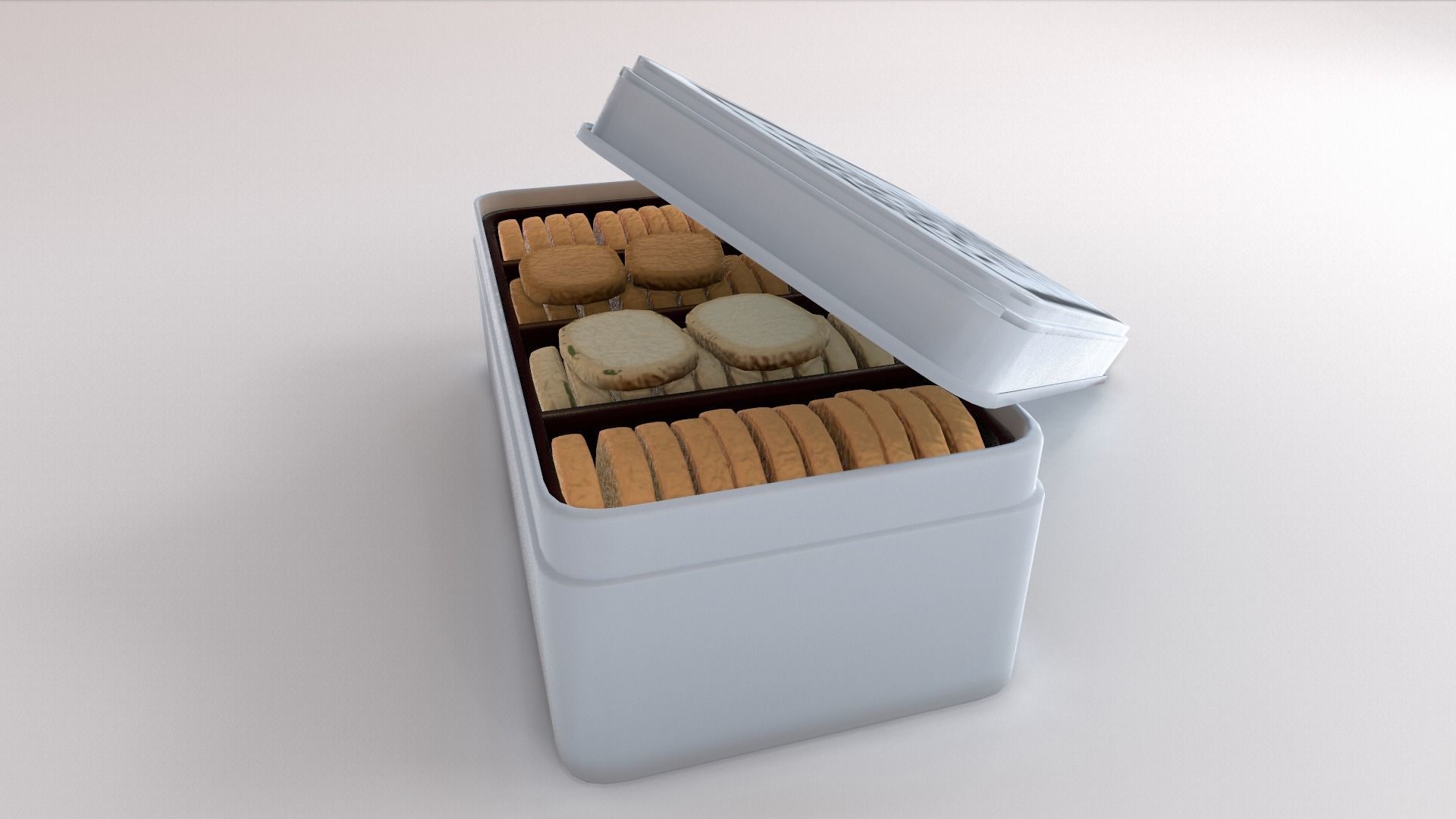 Food Cookies Metal Box Opened Low-poly 3D model_6