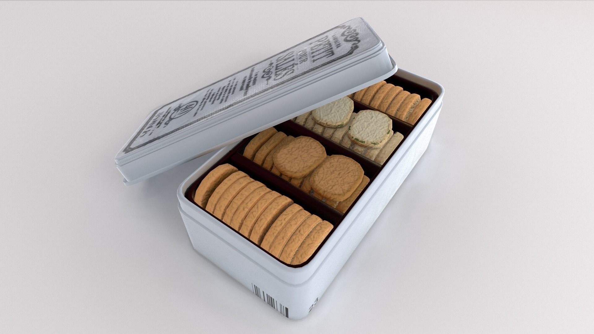 Food Cookies Metal Box Opened Low-poly 3D model_5