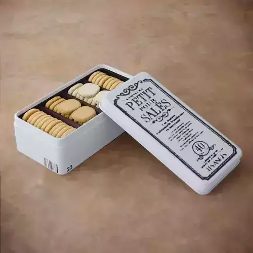 Food Cookies Metal Box Opened Low-poly 3D model
