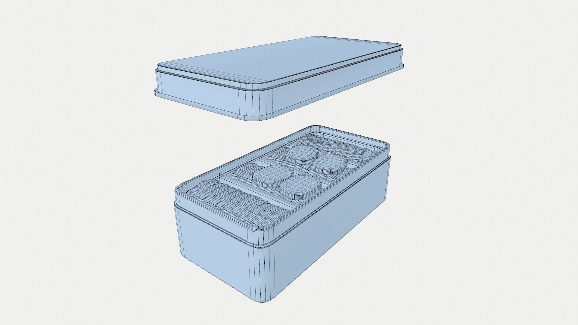 Food Cookies Metal Box Opened Low-poly 3D model_11