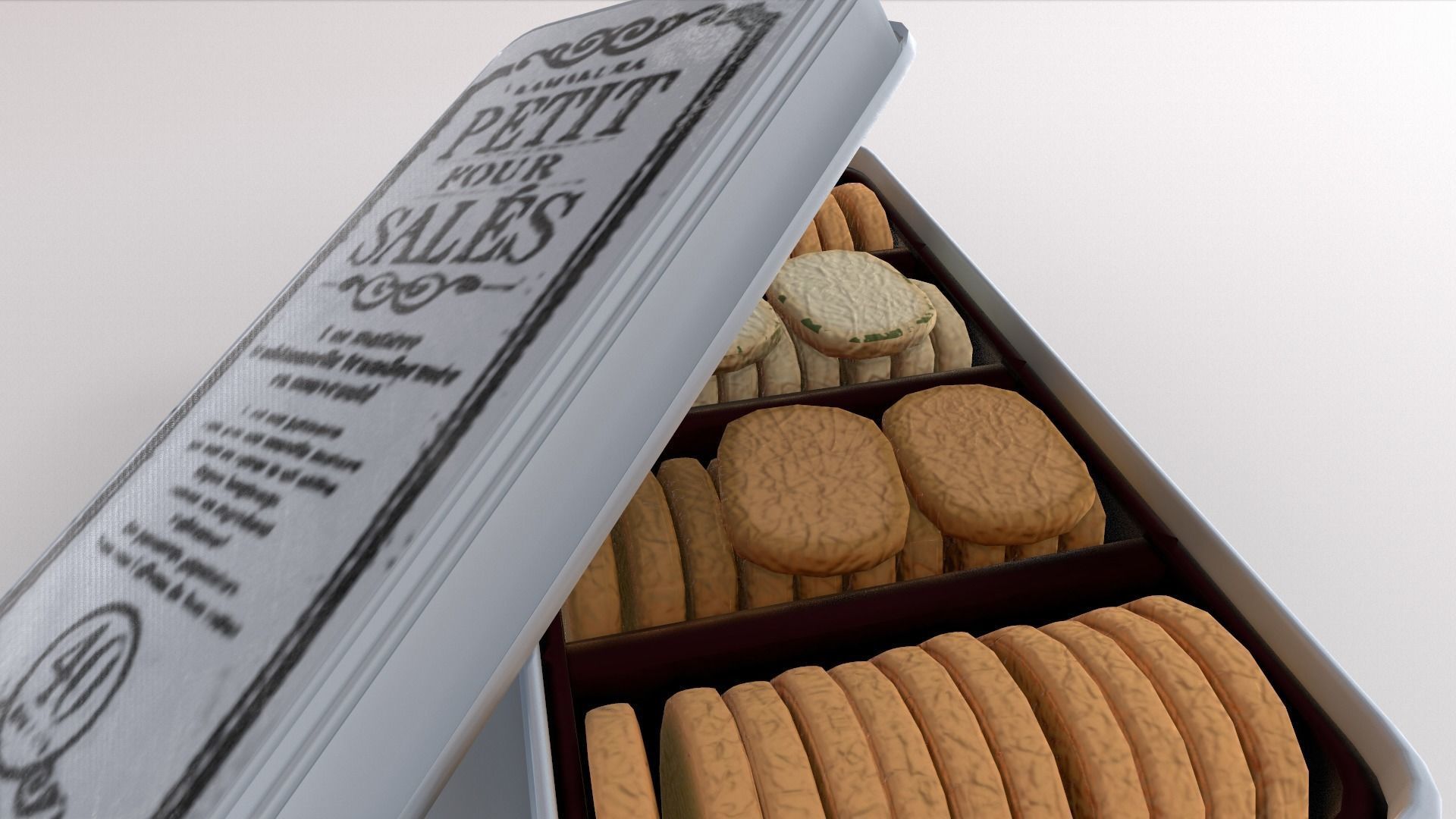 Food Cookies Metal Box Opened Low-poly 3D model_7