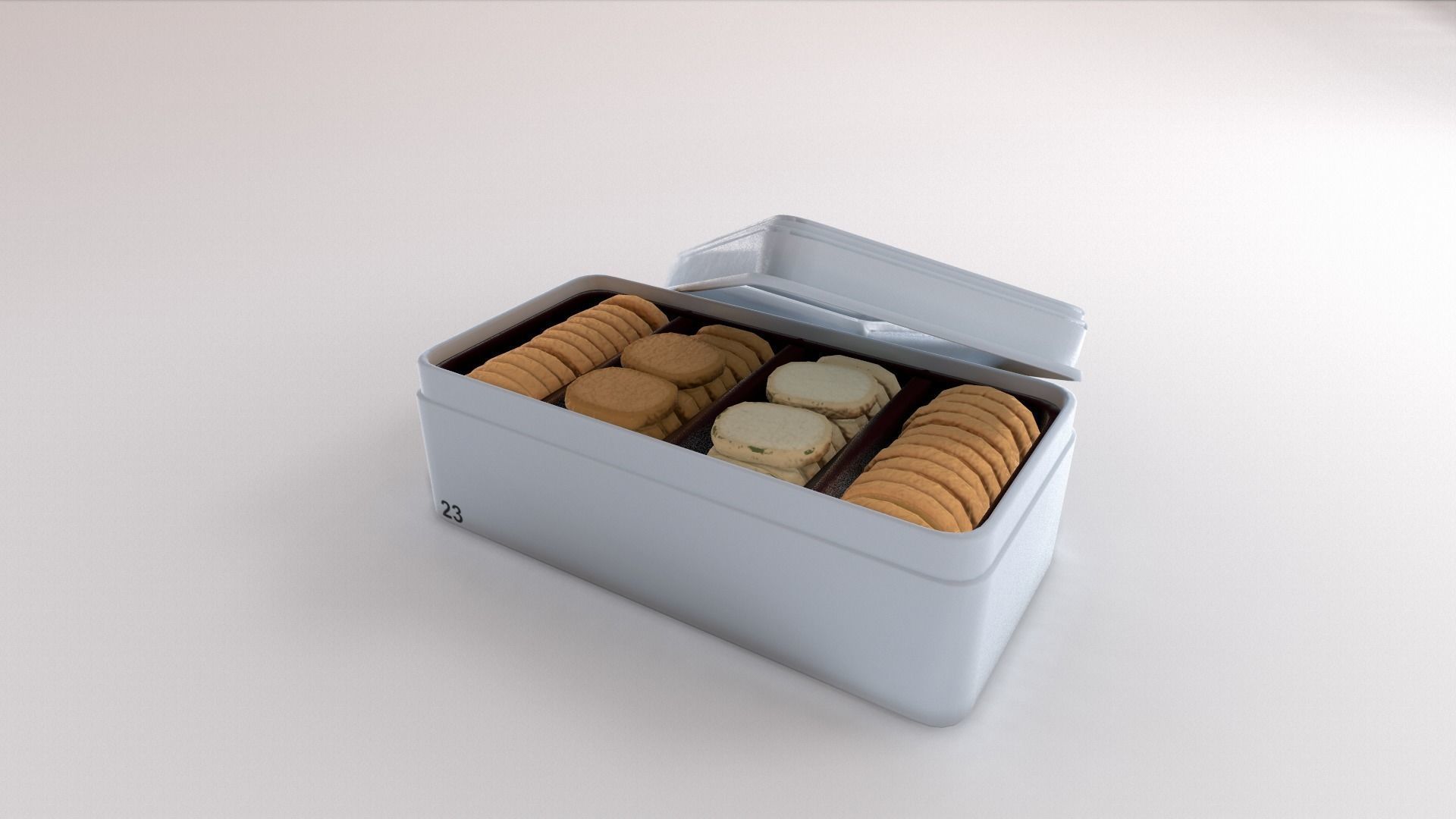 Food Cookies Metal Box Opened Low-poly 3D model_4
