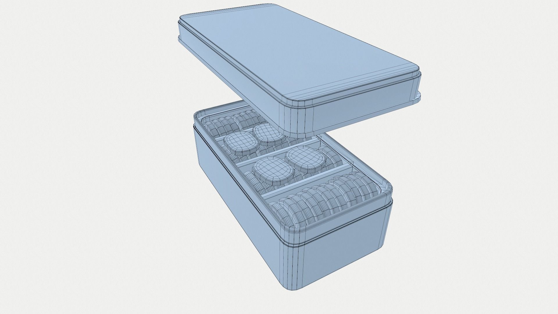 Food Cookies Metal Box Opened Low-poly 3D model_9