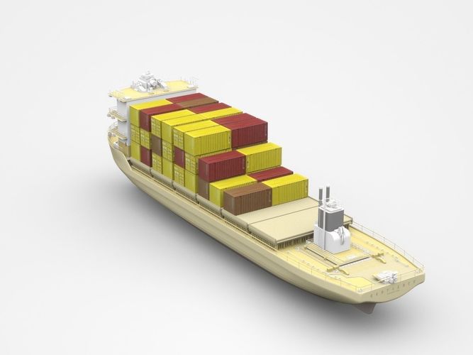 Big Brown Freight Ship Loaded With Containers 3D model