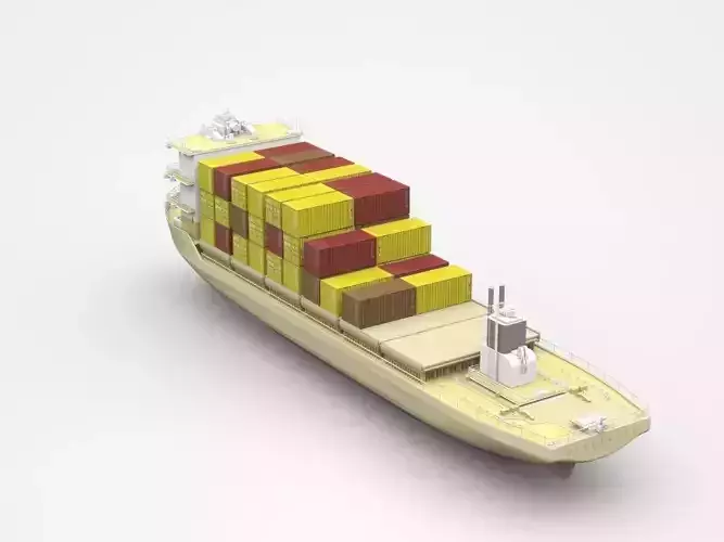 Big Brown Freight Ship Loaded With Containers 3D model