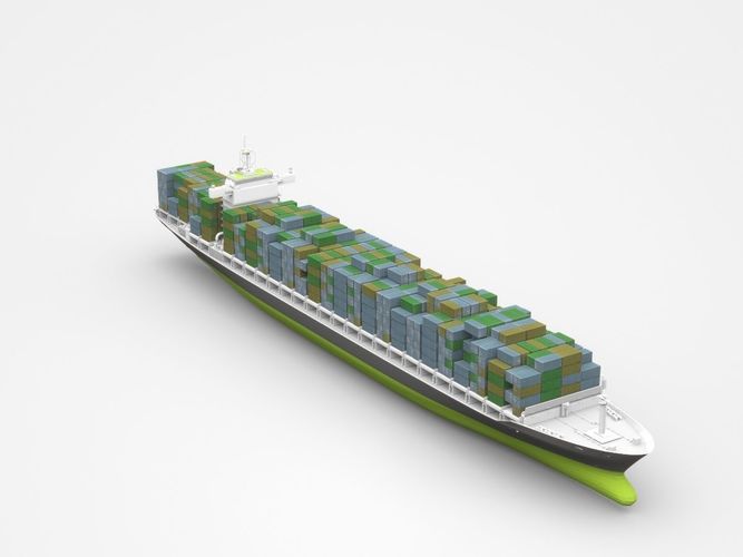Large Freight Ship Loaded With Containers 3D model