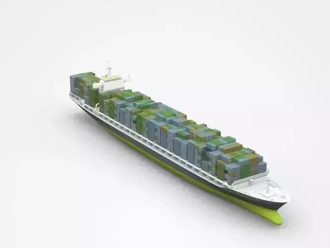Large Freight Ship Loaded With Containers 3D model
