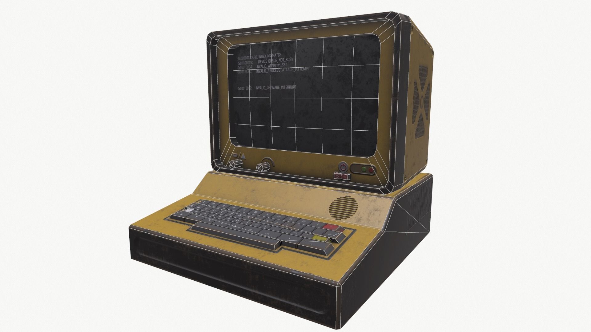 Computer vintage Low-poly 3D model_26