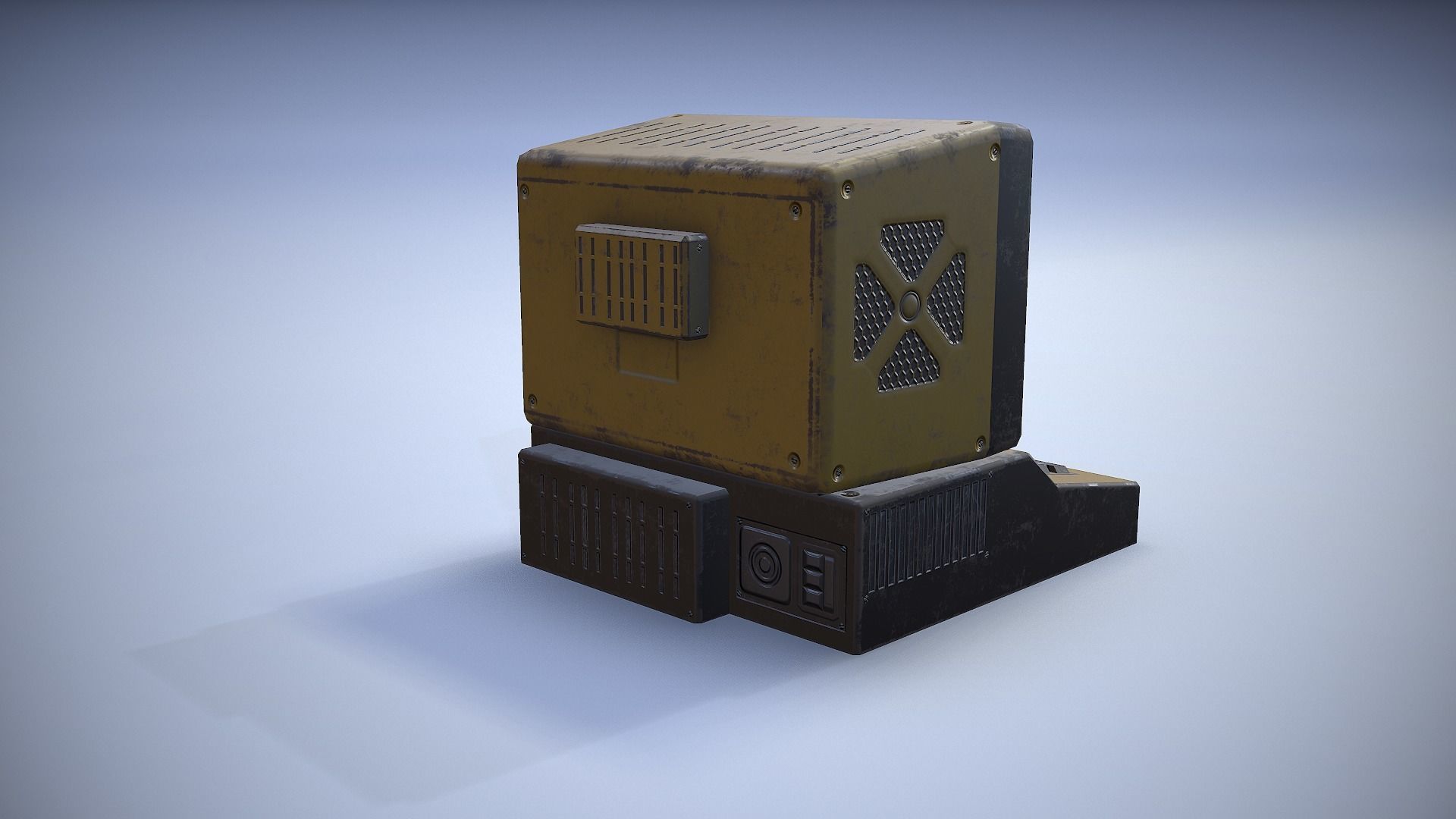 Computer vintage Low-poly 3D model_13