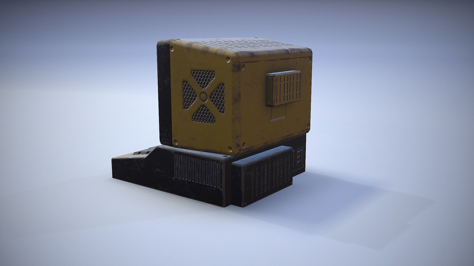 Computer vintage Low-poly 3D model_11